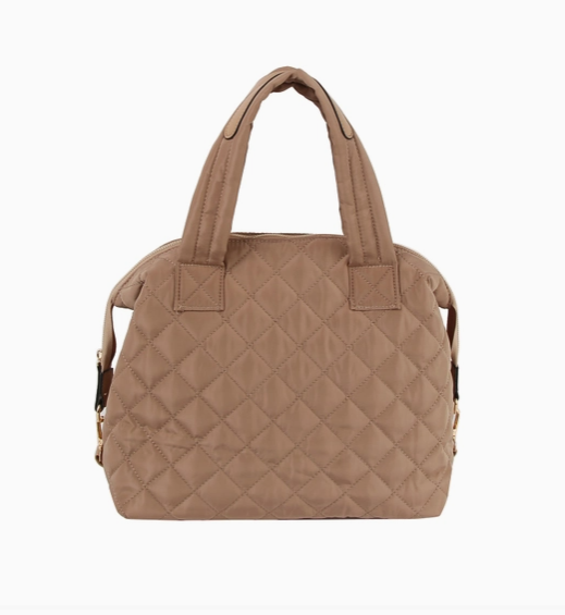 Quilted On-The-Go Tan Satchel
