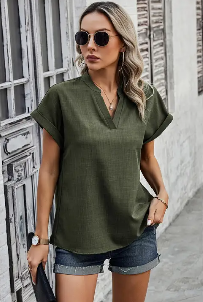 Out For The Day Olive Top - Reg/Plus