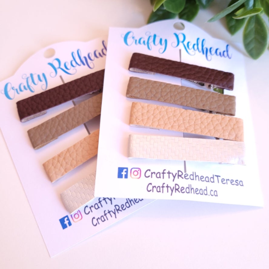 Natural Brown And Cream Hair Clip Sets By Crafty Redhead