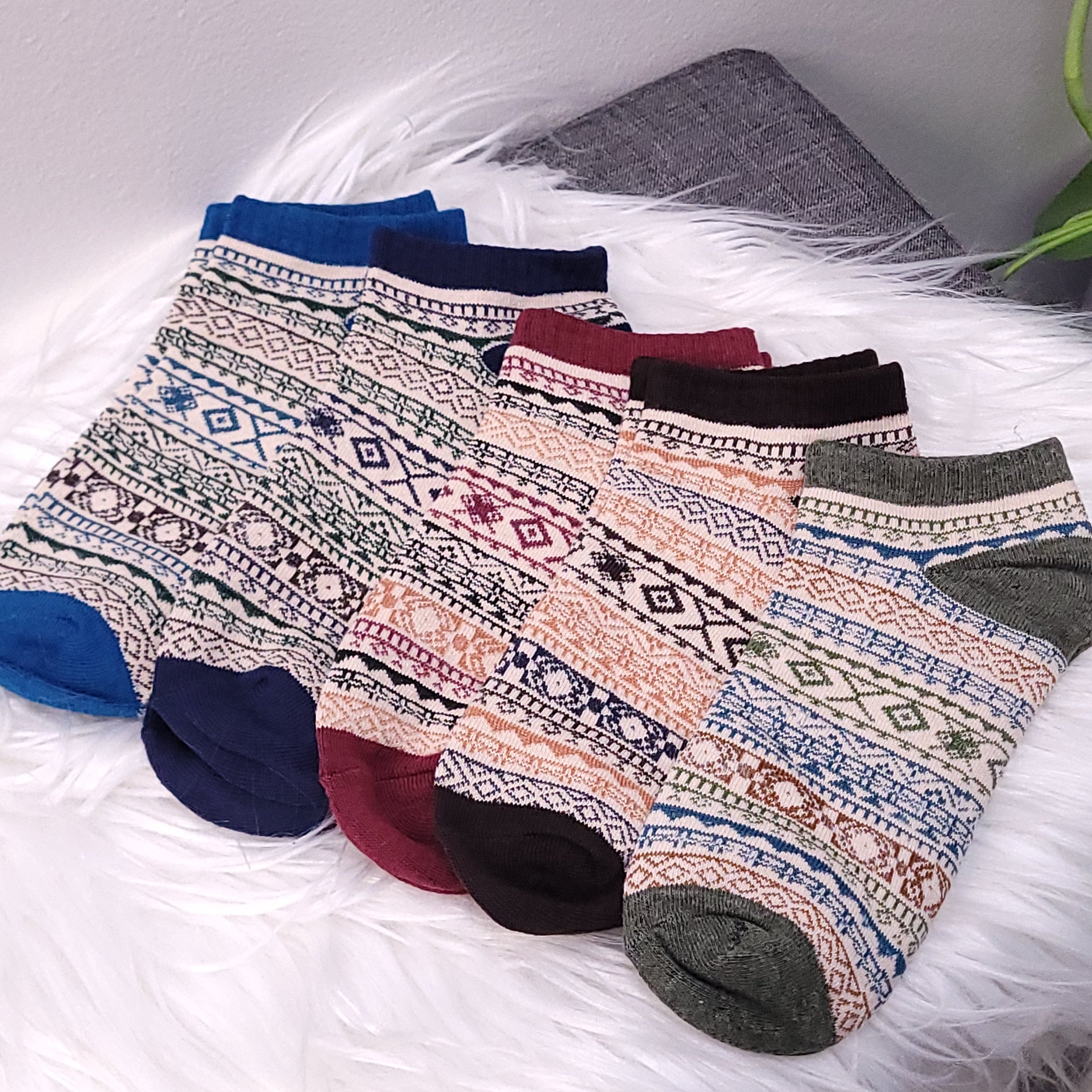 Nordic Print Ankle Socks - Assorted