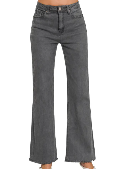 Made For You Acid Black Wide Leg Jeans