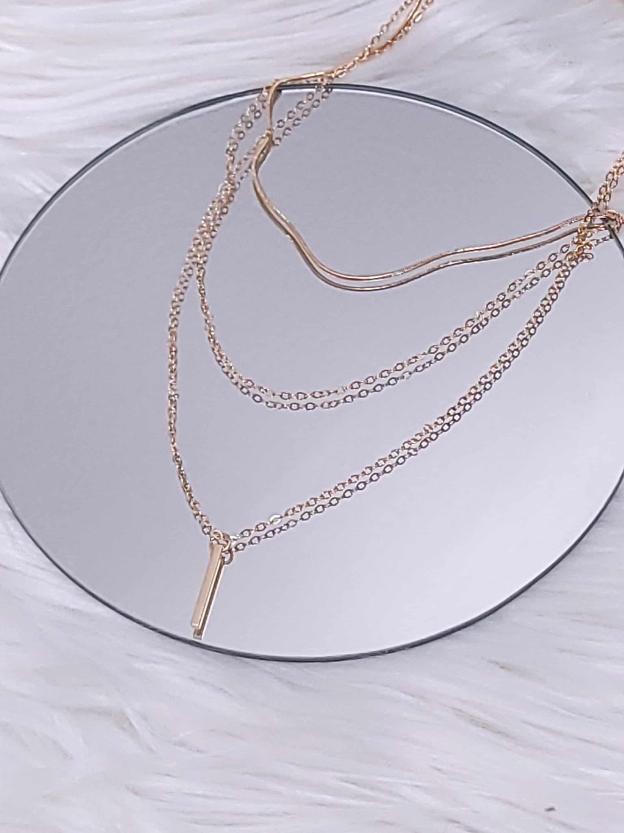 Bar Gold Finish Layered Necklace