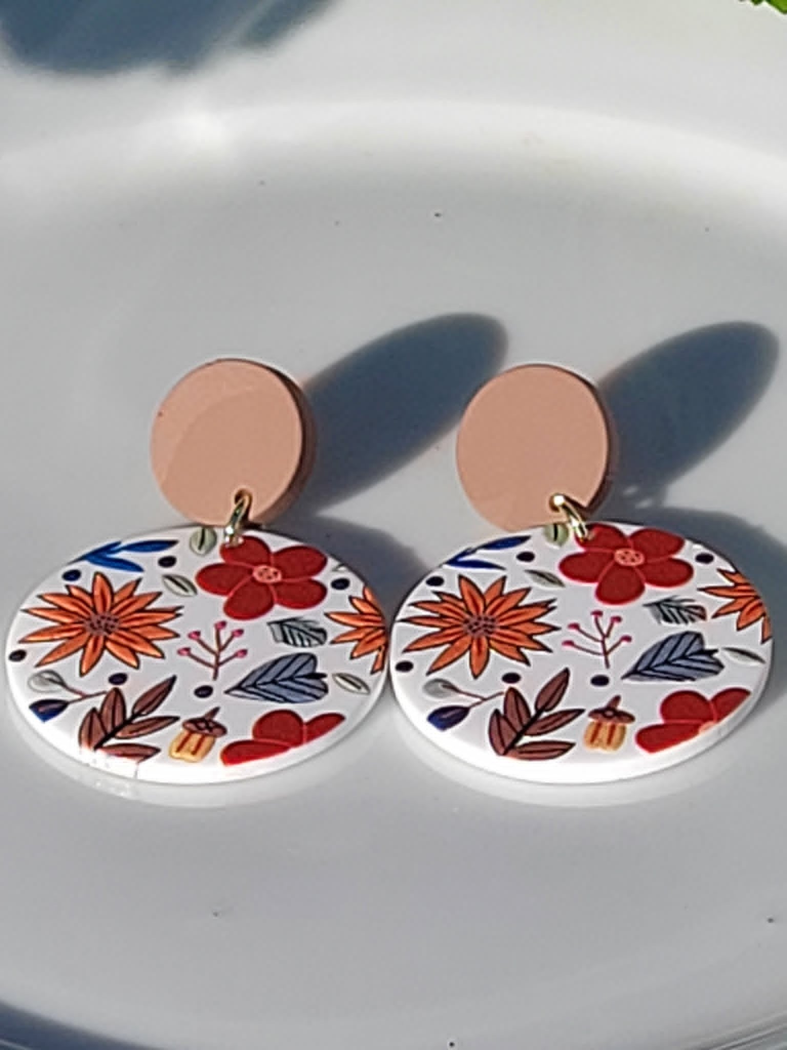 Floral Ceramic Drop Earrings - Assorted