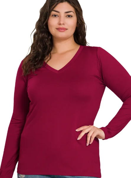 Keep The Love Cabernet V-Neck Top - Plus