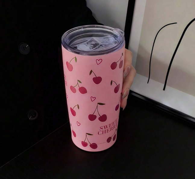 Pink Cherry Travel Tumbler
