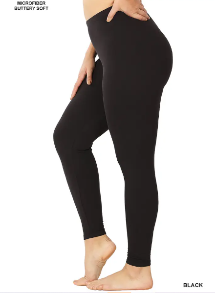 Buttery Soft Black Long Leggings - Reg/Plus