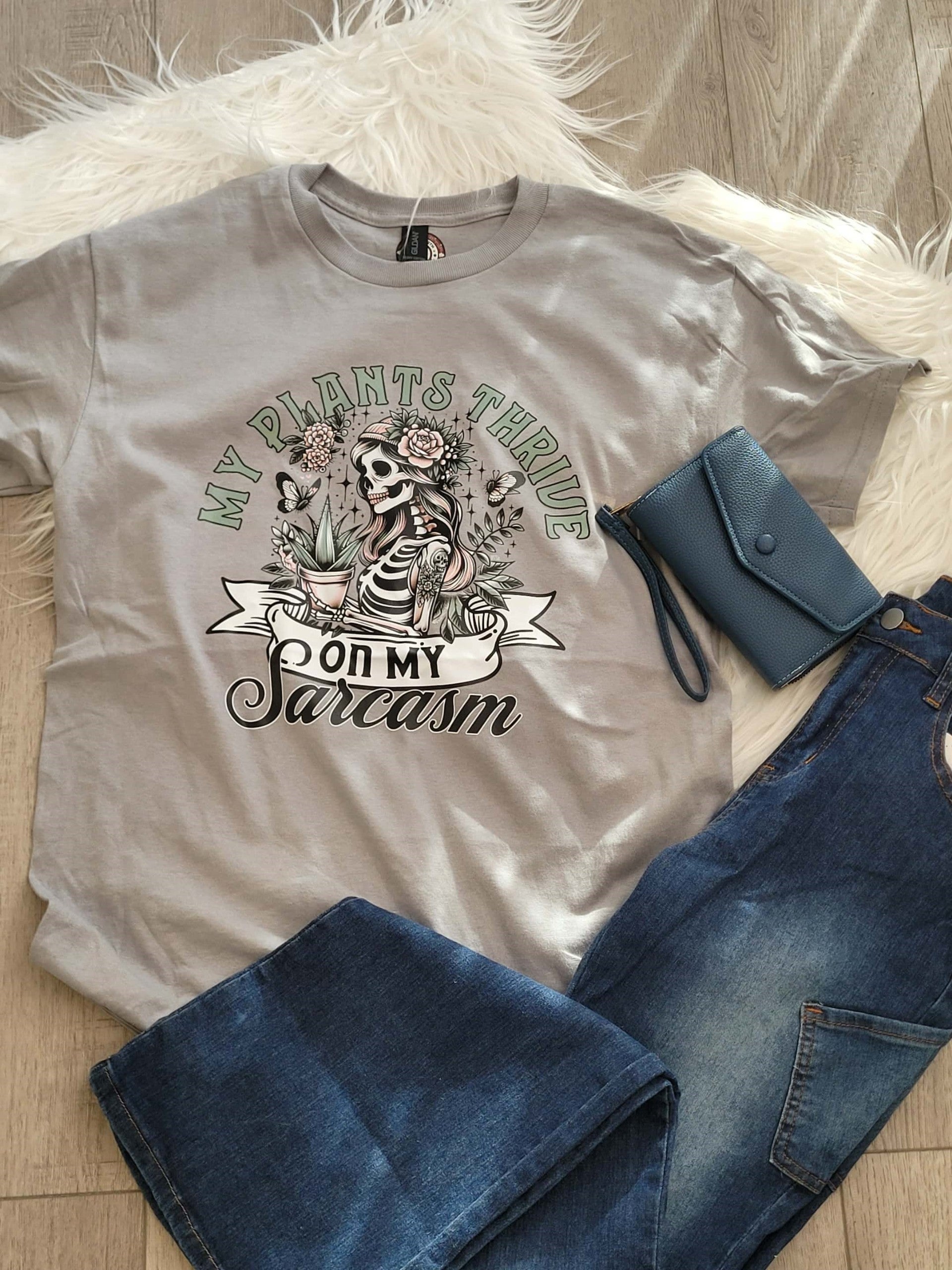 My Plants Thrive On Sarcasm Gravel Graphic Tee