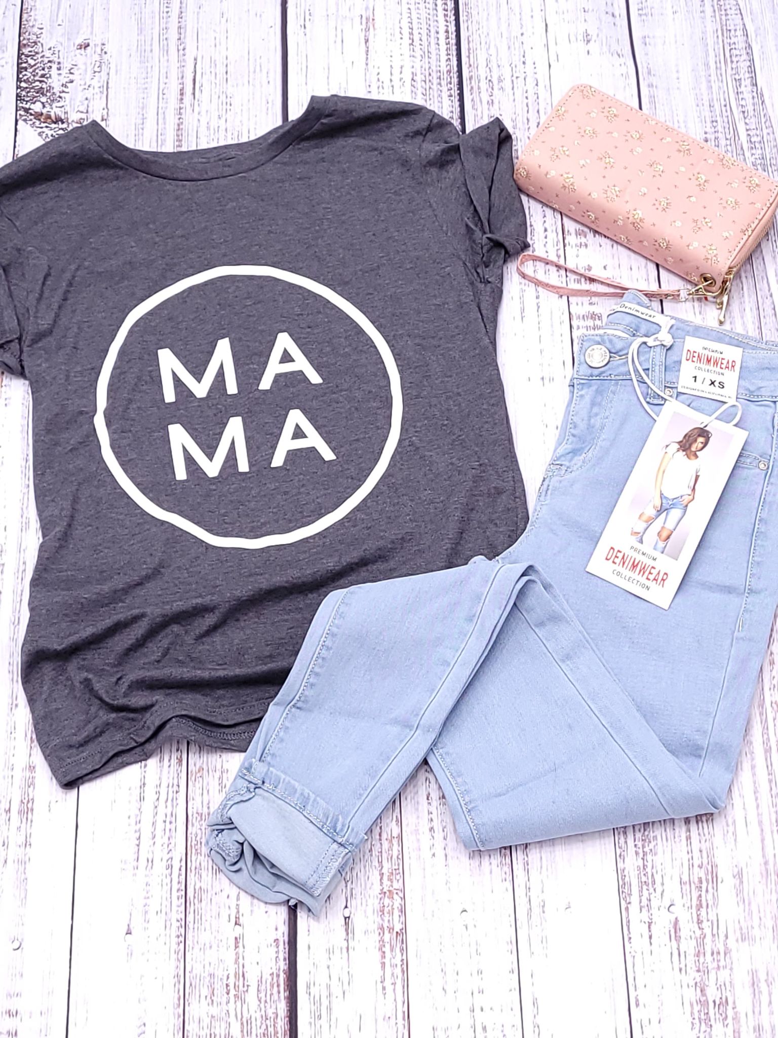 Mama Ladies Soft Touch Grey T-Shirt