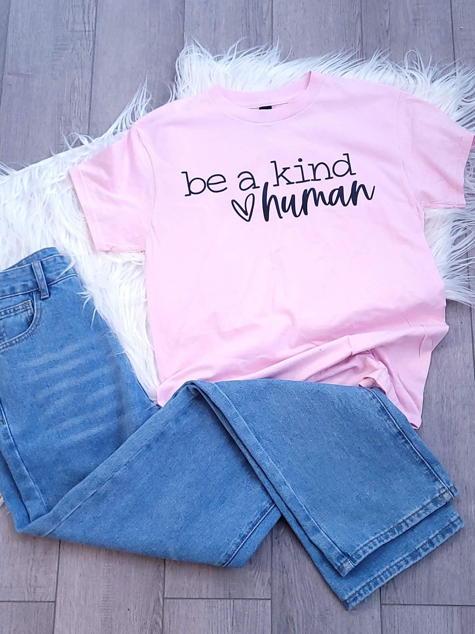 Be A Kind Human Pink Graphic Tee