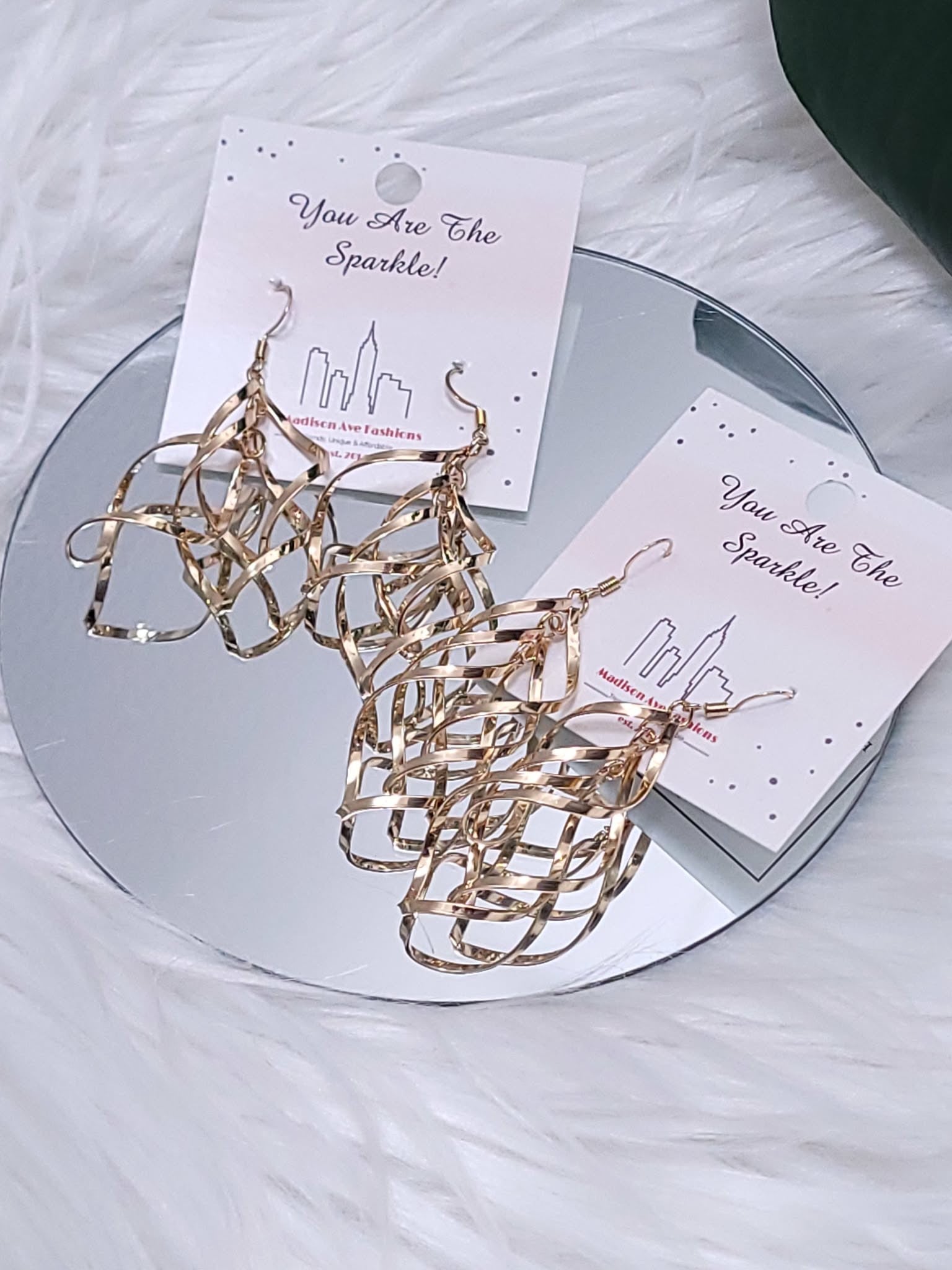 Elegant Geo Spiral Gold Earrings