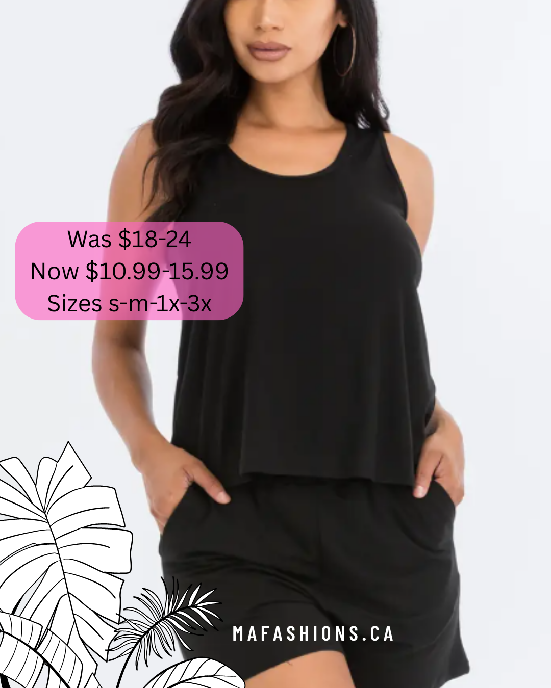 Madison Black Short & Tank Lounge - Reg/Plus