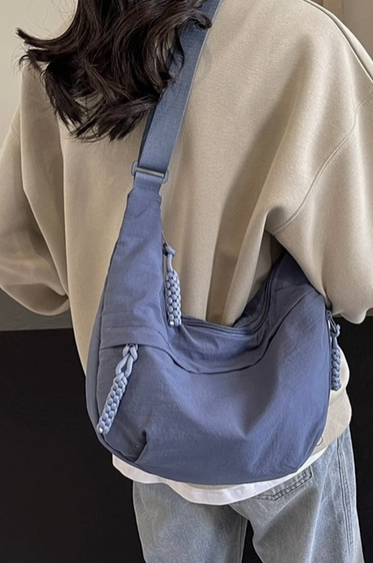 Dusty Blue Crescent Crossbody Bag