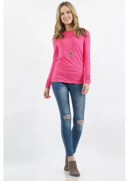 Always Fun Hot Pink Long Sleeve Top