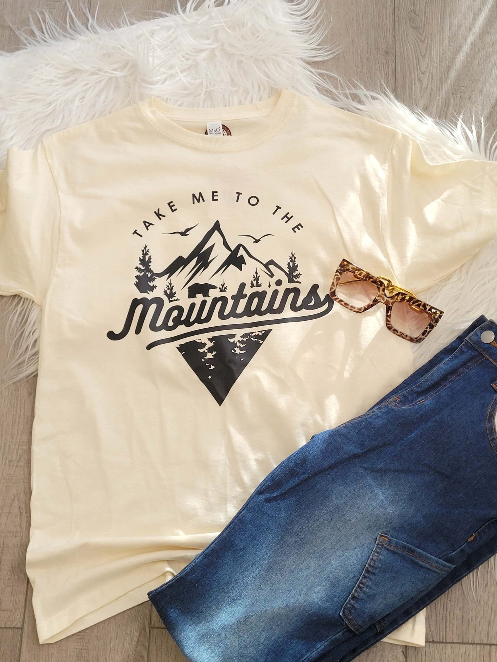 Take Me To The Mountains Cream Graphic Tee