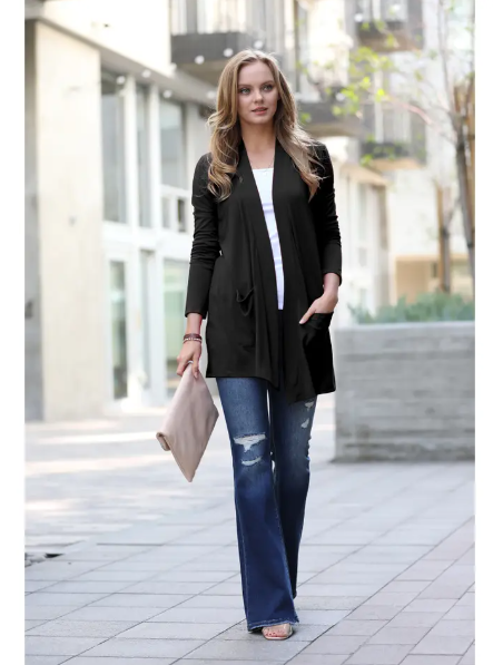 Call On Me Black Slouchy Cardigan - Reg/Plus