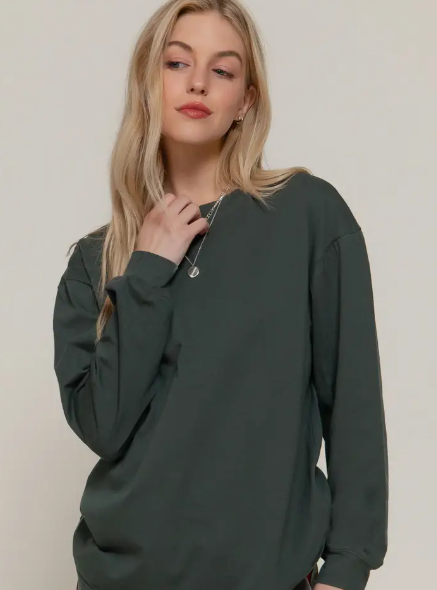 Pure Comfort Dusk Green Long Sleeve Top