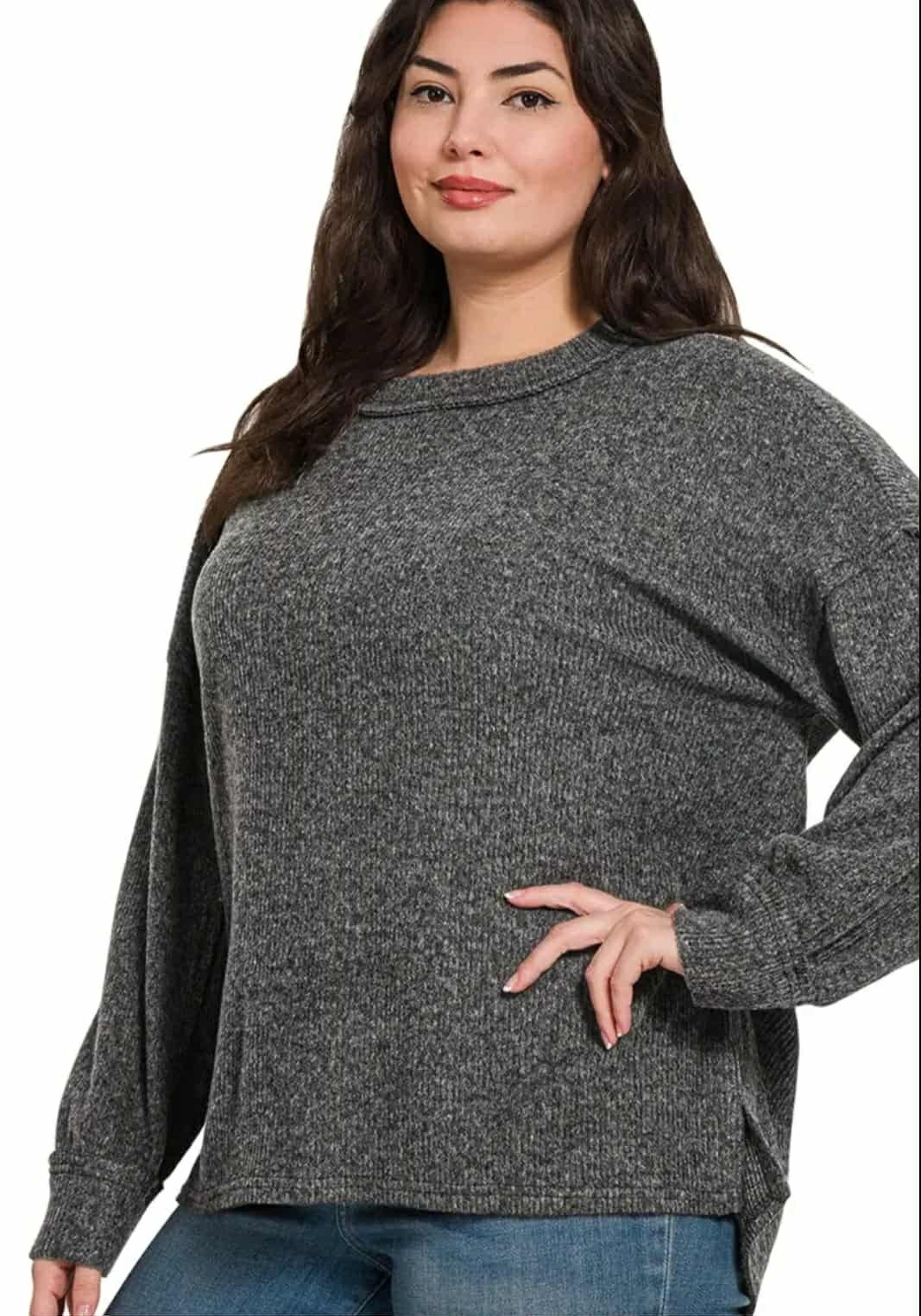 The Know Black Hacci Ribbed Sweater - Plus