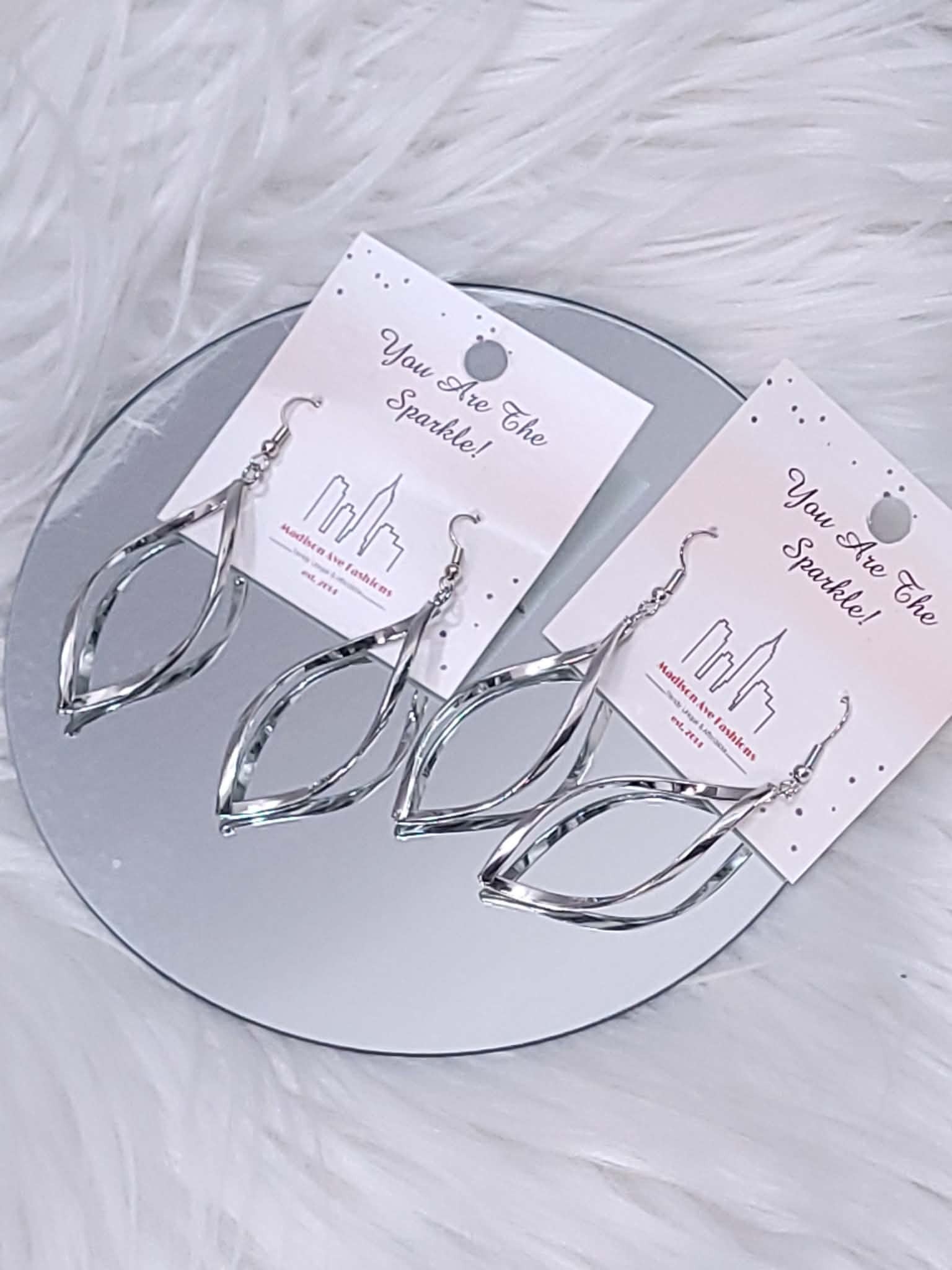Twisted Hollow Silver Finish Earrings