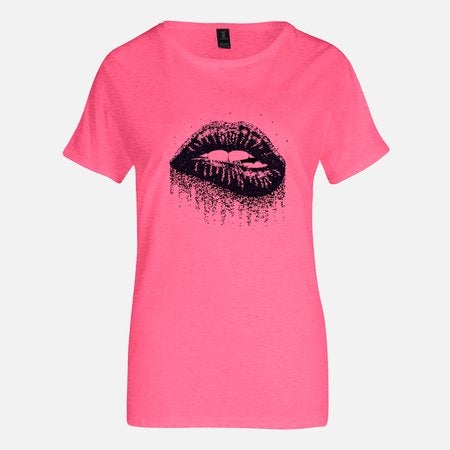 Bite Me Ladies Soft Touch T-Shirt Pink