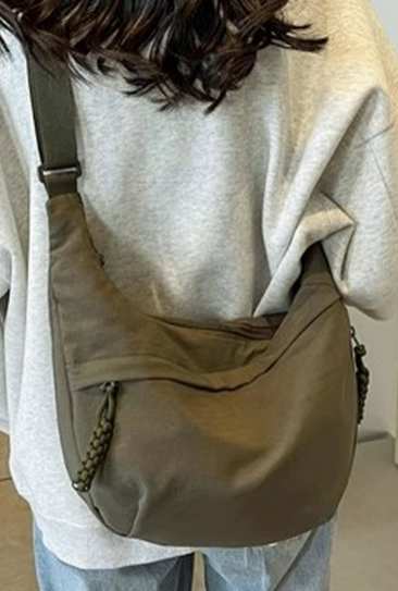 Dark Olive Crescent Crossbody Bag